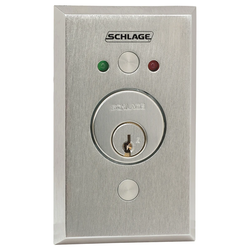 Schlage Electronics 653-0405-L2 Keyswitch, SPDT-Clockwise/Counter Clockwise Maintained/Momentary, 2 LEDs, Red and Green