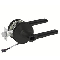 Sargent 70-RX-10XG05-LMD-12V black cylindrical lock, LMD lever, request-to-exit, SFIC less core (BSP finish)