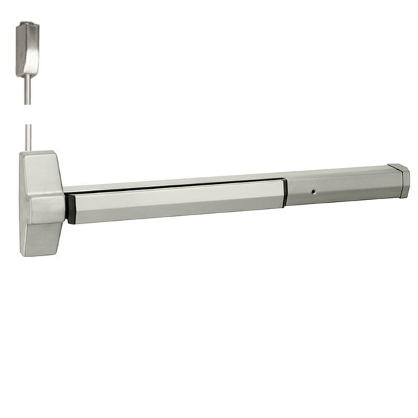 Accentra 7170-F-90-LBR-630 fire rated surface vertical rod exit device, less bottom rod, satin stainless steel