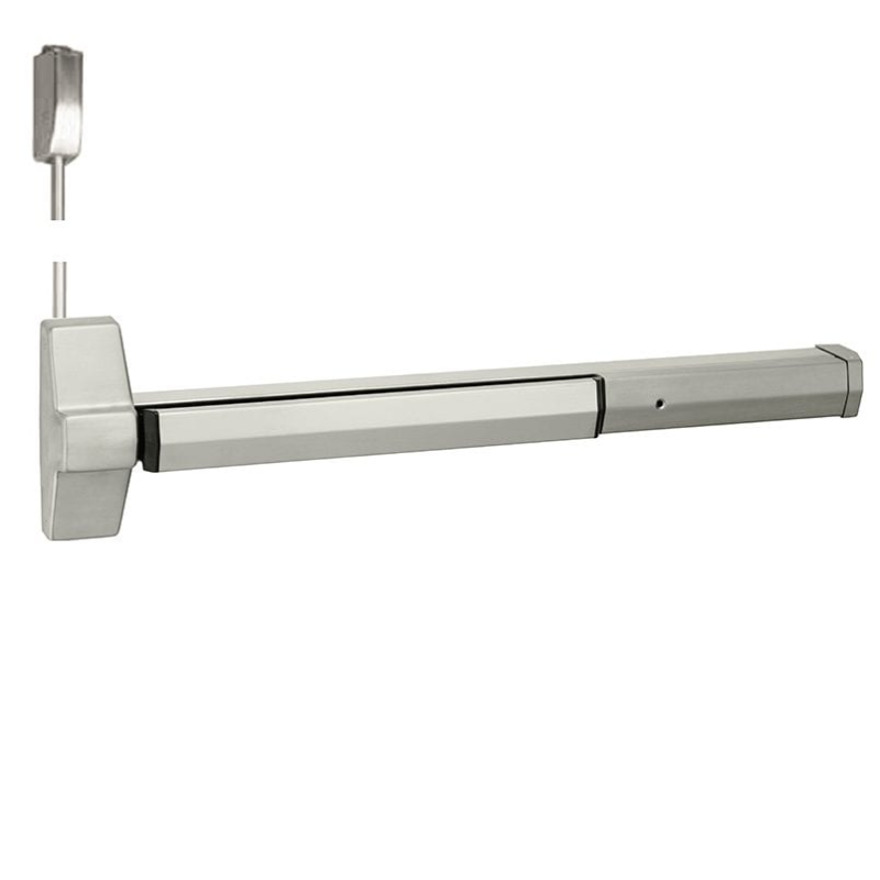 Accentra 7170-F-90-LBR-630 fire rated surface vertical rod exit device, less bottom rod, satin stainless steel