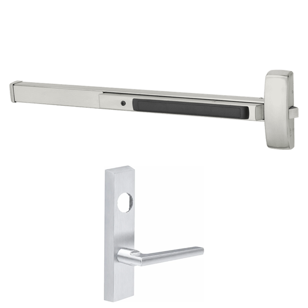 Sargent 8813-F-ETMD Rim Exit Device, Classroom Function, For 33-36 Inch Width Door, Hex Key Dogging, Less Cylinder, US32D-630 Satin Stainless Steel