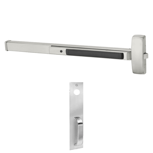 Sargent 8863-G-PTB Rim Exit Device, Classroom Function, PTB Thumbpiece Trim, For 43-48 Inch Width Door, Hex Key Dogging, Reversible, Less Cylinder, US32D-630 Satin Stainless Steel