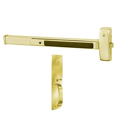 Sargent 12-8866-G-PTB Fire Rated Rim Exit Device Panic Bar Key Lock/Unlock, 43"-48" Bar, PTB Trim