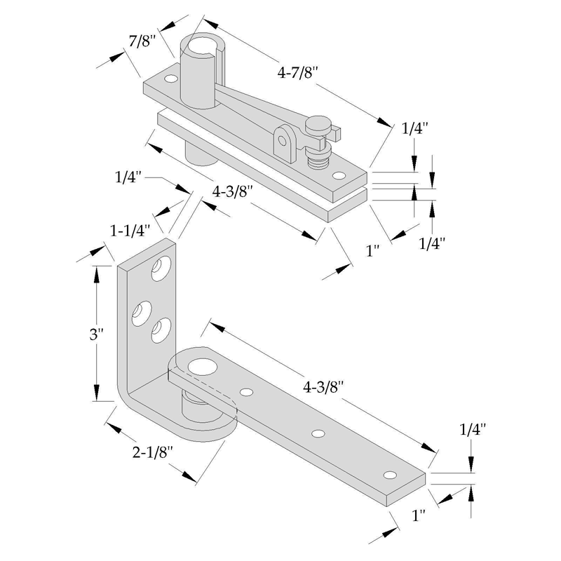 ABH 0327 Center Hung Pivot-Complete Non Handed dimensions