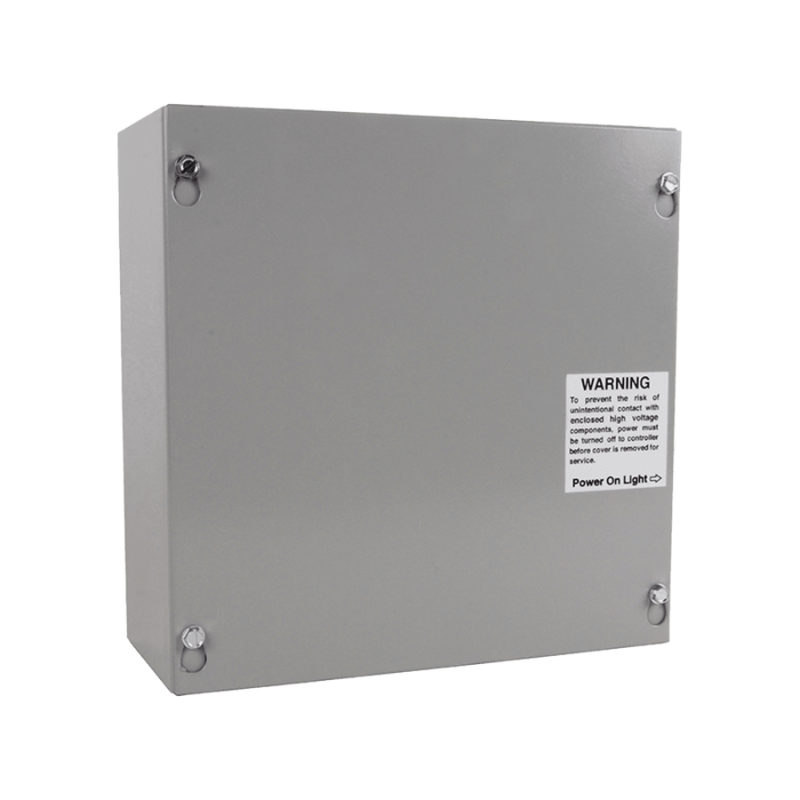 Accentra Yale 782 power supply, gray metal enclosure cabinet with four corner fasteners