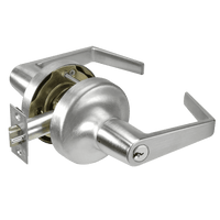 Accentra AU5305 US26D storeroom cylindrical lockset, AU lever, satin chromium finish with keyed cylinder and latch
