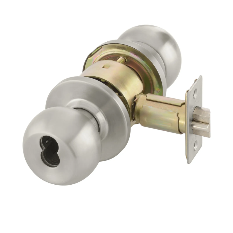 Accentra B-CA-4605YC-630-LC storeroom cylindrical knob lock, satin stainless steel, SFIC prep less core