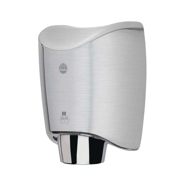Bradley 2922-2874 Aerix sensor hand dryer, stainless steel finish with curved cover and chrome nozzle