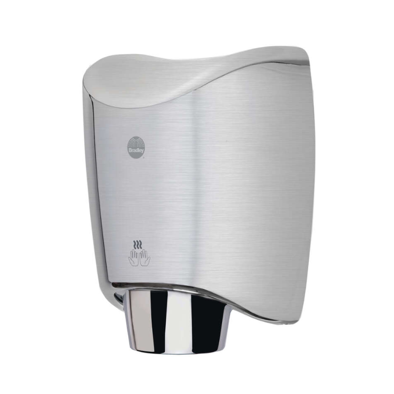 Bradley 2922-2874 Aerix sensor hand dryer, stainless steel finish with curved cover and chrome nozzle