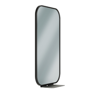 Bradley 7B1-2018300 Elvari frameless mirror with shelf, 18"x30", black rounded-corner edge