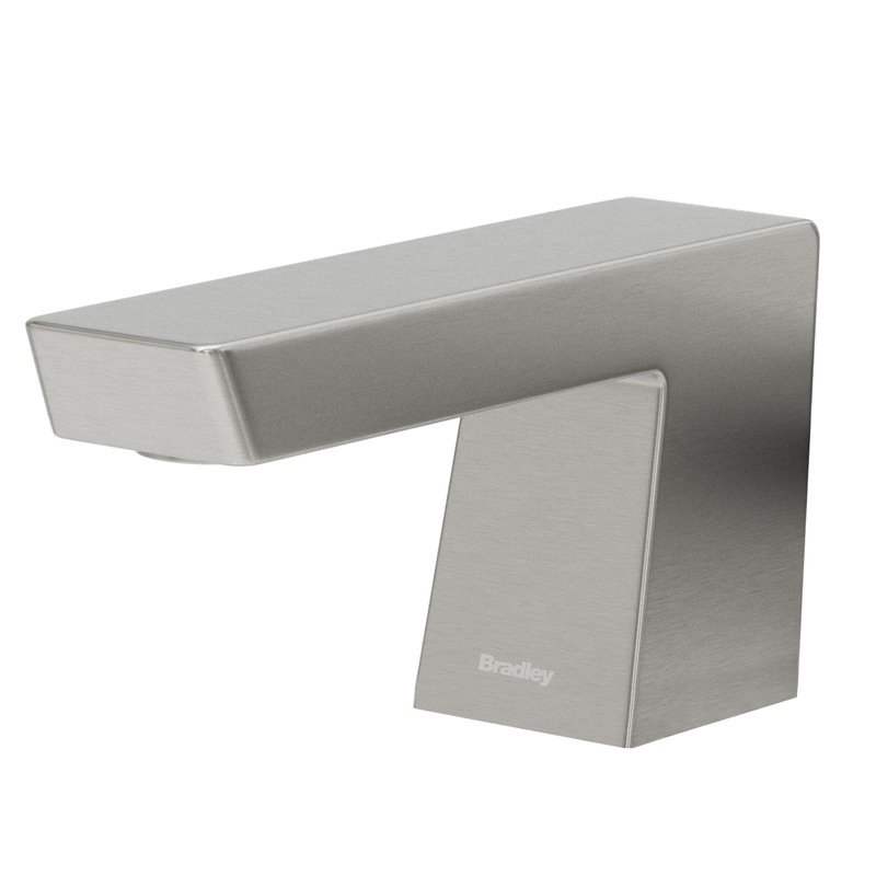 Bradley 6-3700-BS Verge Zen deck mounted soap & faucet dispenser, brushed stainless steel angular design