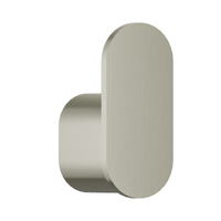 Bradley 9B1-110000-BN Elvari single robe hook, brushed nickel, rounded rectangular face with curved hook