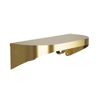 Bradley 7B2 Elvari Series brushed brass shelf, 5"x12" with hooks and radiused sides