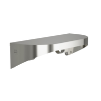 Bradley 7B2 Elvari Series stainless steel shelf, 5"x12", with hooks and radiused sides