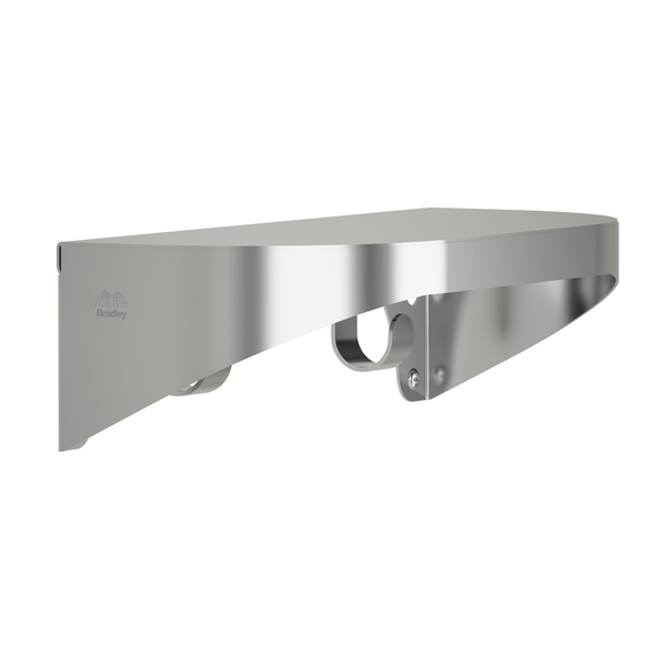 Bradley Elvari 7B2-0051896 stainless steel shelf, 5"x18", with hooks and radiused sides