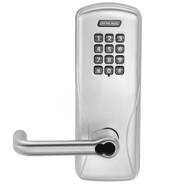 Schlage Electronics CO200MS70-KP-TLR-626-JR Standalone Electronic Mortise Lock, Classroom/Storeroom Function, Keypad Reader, Schlage FSIC Prep Less Core, Satin Chrome Finish