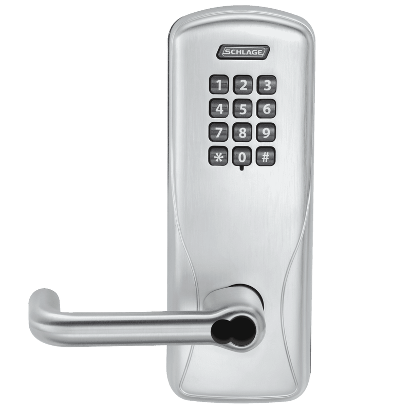 Schlage Electronics CO200MS70-KP-TLR-626-JR Standalone Electronic Mortise Lock, Classroom/Storeroom Function, Keypad Reader, Schlage FSIC Prep Less Core, Satin Chrome Finish