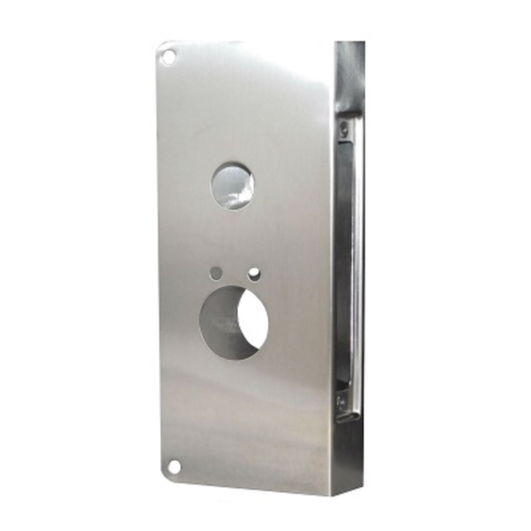 Don Jo 518-S-CW wrap around door plate, satin stainless steel, for Schlage King Cobra mortise lock