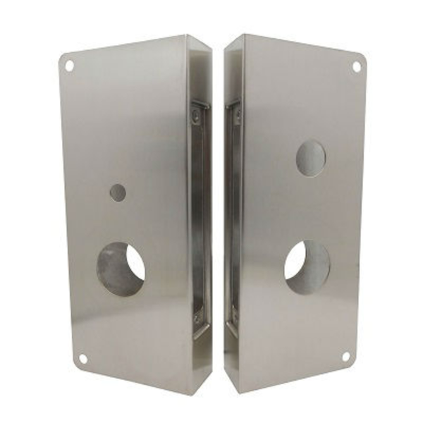 Don Jo 9050-S-CW Mortise Wrap Around Plate, Schlage L9000 Prep, Exterior Cylinder, Satin Stainless Steel Finish