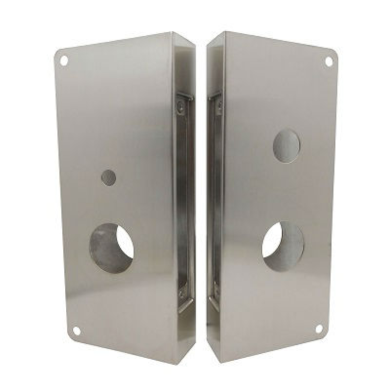 Don Jo 9050-S-CW Mortise Wrap Around Plate, Schlage L9000 Prep, Exterior Cylinder, Satin Stainless Steel Finish