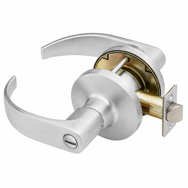 Falcon T301S-Q-626 privacy cylindrical lock, Quantum lever, Satin Chrome finish with latch and rose