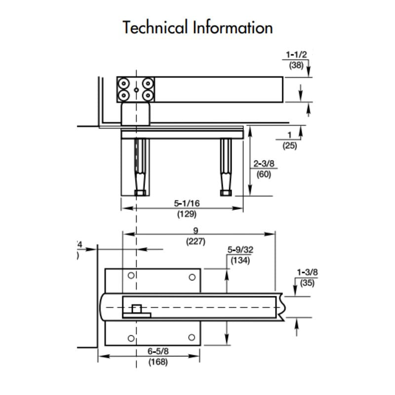 Rixson H117-3/4 LTP Center Hung Pivot for 2" Thick Doors or Greater, Less Top Pivot