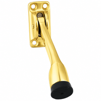 Ives FS452-4 US3 bright brass 4" kick down door holder with black rubber tip and mounting plate