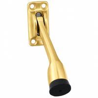 Ives FS452-4 US4 satin brass 4" kick down door holder with black rubber tip and wall mount plate