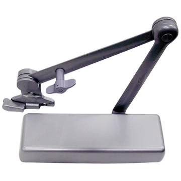 LCN 4040XP-SHCUSH-689 surface door closer with Cush-N-Stop hold-open arm, metal cover, aluminum painted finish