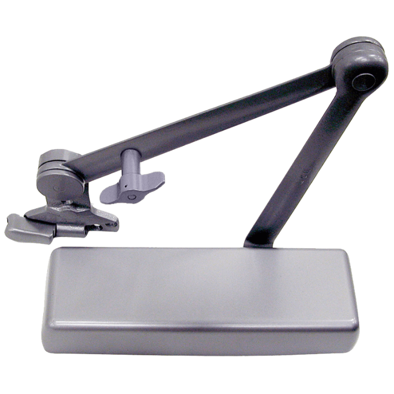 LCN 4040XP-SHCUSH-689 surface door closer with Cush-N-Stop hold-open arm, metal cover, aluminum painted finish