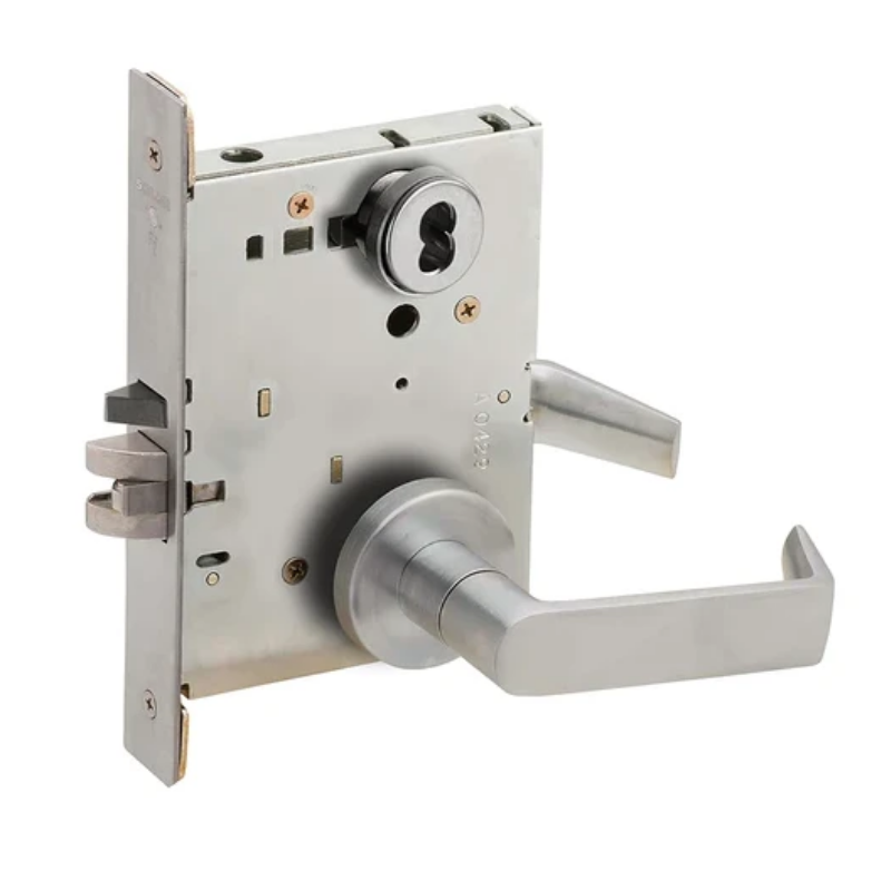 Schlage LV9056B-06A-626, Entrance Office with Auto Unlocking Mortise Lock, Vandlgard, SFIC Prep Less Core, Satin Chrome Finish