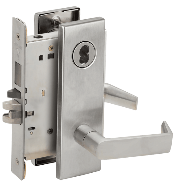 Schlage LV9453B-06N-626, Entrance Mortise Lock with Vandlgard, 06N Design, SFIC Prep, Less Core, Satin Chrome Finish