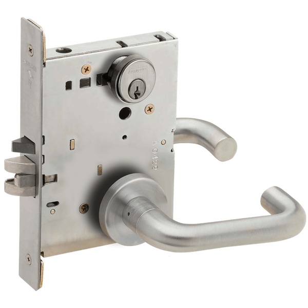 Schlage LV9453L-03A-626, Entry with Deadbolt, Less Cylinder, 03 Lever, A Rose, Vandlgard, Field Reversible, Satin Chrome Finish