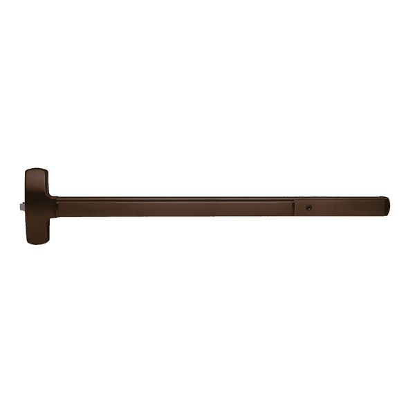 Falcon MEL-25R-EO-710 Rim Exit Device, Wide Stile Pushpad, 36" Device, Exit Only Function, Less Trim, Less Dogging, Motorized Electric Latch Retraction, Grade 1, Non Handed, Dark Bronze Finish