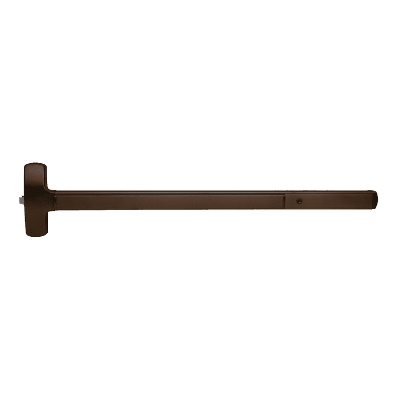 Falcon MEL-25R-EO-710 Rim Exit Device, Wide Stile Pushpad, 36" Device, Exit Only Function, Less Trim, Less Dogging, Motorized Electric Latch Retraction, Grade 1, Non Handed, Dark Bronze Finish