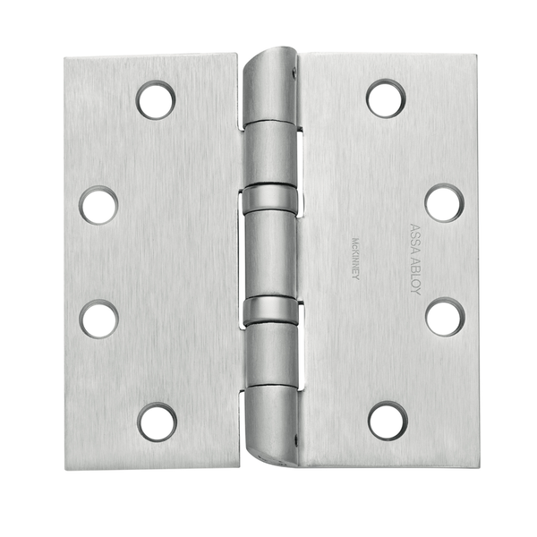 McKinney HTA2314-4-1/2x4-US32D Full Mortise Standard Weight Bearing Hinge, Five Knuckle, Hospital Tip, 630 Satin Stainless Steel Finish