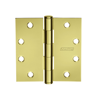 McKinney MP79-4-1/2x4-1/2 Full Mortise MacPro Heavy Weight Plain Bearing Hinge, Five Knuckle - US3-605 Bright Brass