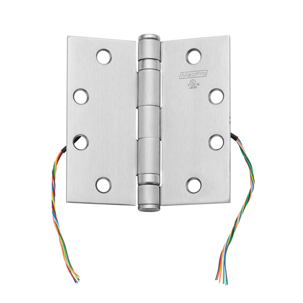 McKinney MPB79-4-1/2x4-1/2-CC8 Electrified Full Mortise MacPro Heavy Weight Ball Bearing Hinge, [8] Wires With Concealed Circuit