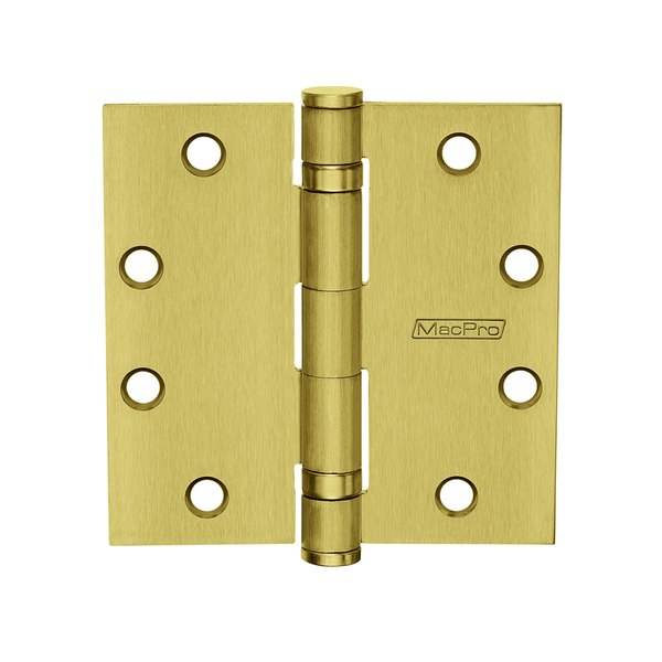 McKinney MPB79-4-1/2x4-1/2 Full Mortise MacPro Heavy Weight Ball Bearing Hinge, Five Knuckle - US4-606 Satin Brass