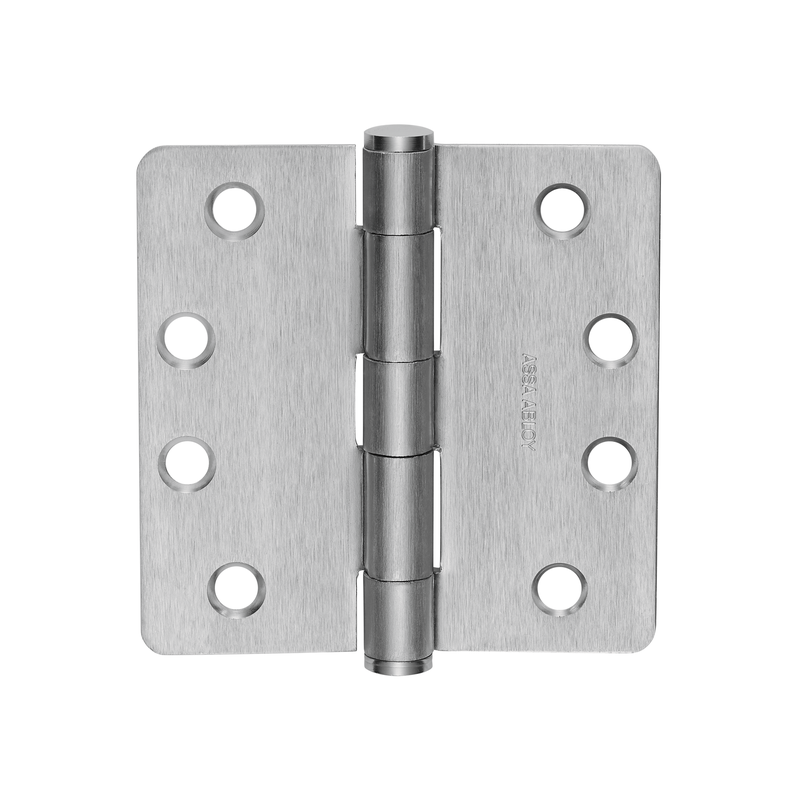 McKinney RCT2714-3-1/2x3-1/2 Full Mortise Standard Weight Plain Bearing Hinge, Five Knuckle, 1/4 Inch Radius Corner - US26D-626 Satin Chrome