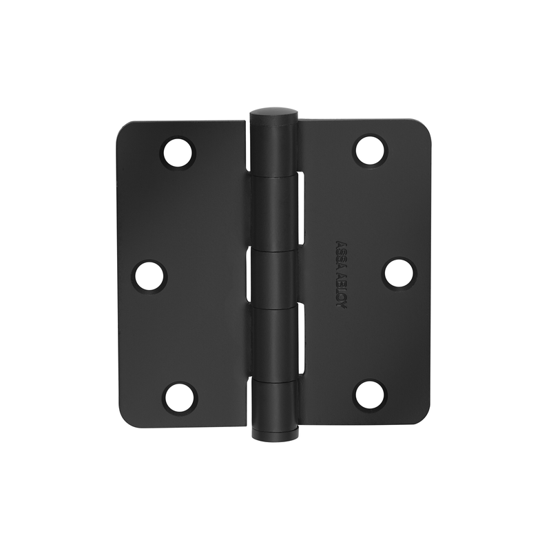 McKinney RCTA2714-4-1/2x4-D4-NRP Full Mortise Standard Weight Bearing Hinge, Five Knuckle, Non Removable Pin, 1/4 Inch Radius Corner, Flat Black Powder Coat Finish