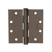 McKinney T2714 3-1/2x3-1/2 full mortise five knuckle plain bearing hinge, US10BE dark oxidized bronze finish