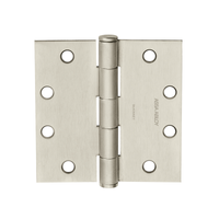 McKinney T2714 3-1/2" full mortise five knuckle plain bearing hinge, US15 satin nickel finish