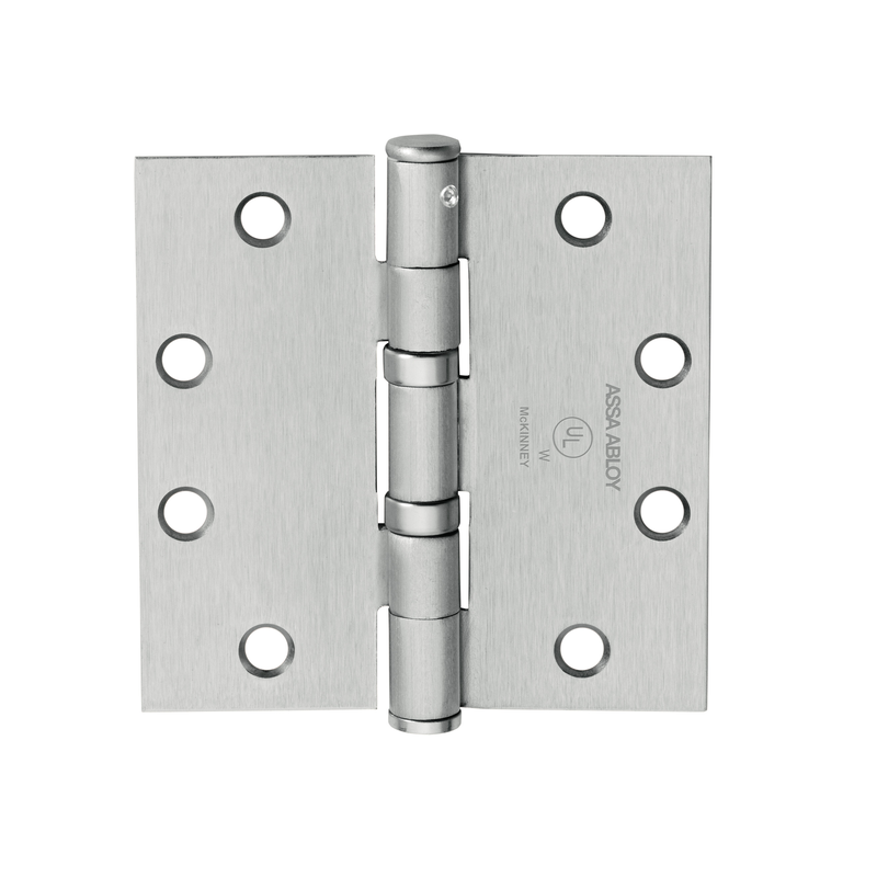 McKinney TA2314-4-1/2x4-NRP Full Mortise Standard Weight Bearing Hinge, Five Knuckle, Non Removable Pin - US26D-626 Satin Chrome