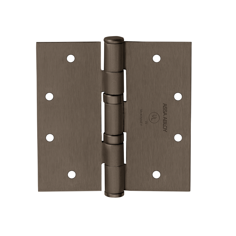 McKinney TA2714-4-1/2x4-1/2-US10B-BT Full Mortise Standard Weight Bearing Hinge, Five Knuckle, Ball Tip, 613 Dark Oxidized Satin Bronze, Oil Rubbed Finish