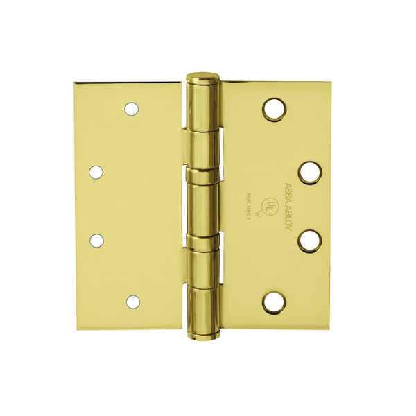 McKinney TA2714-5x5 Full Mortise Standard Weight Bearing Hinge, Five Knuckle - US3-605 Bright Brass