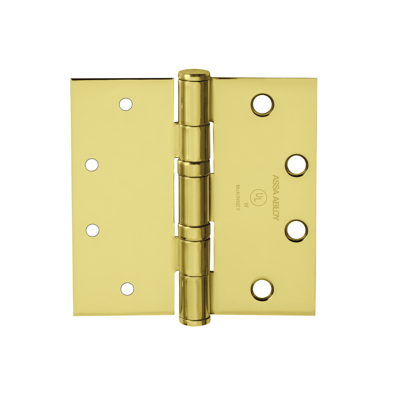McKinney TA2714-5x5 Full Mortise Standard Weight Bearing Hinge, Five Knuckle - US3-605 Bright Brass