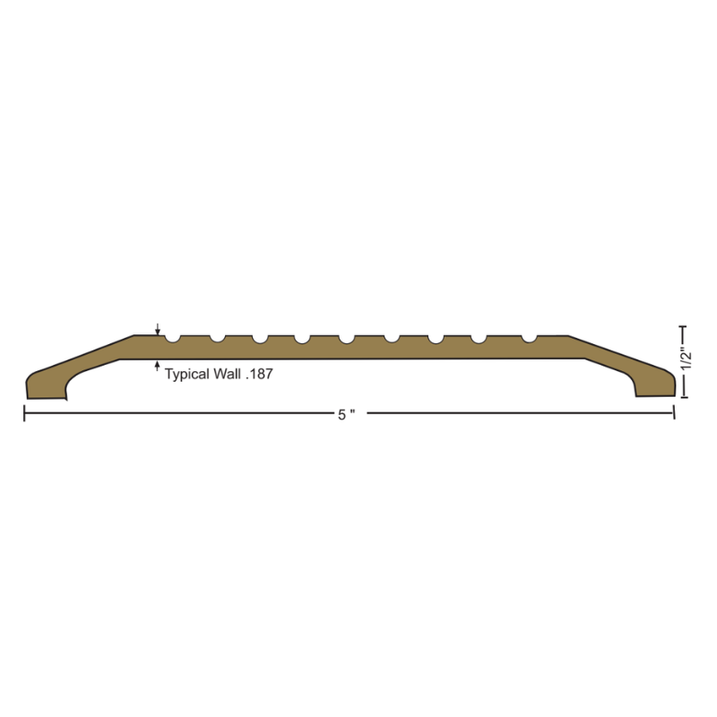 NGP 425BR Saddle Threshold, 5" Width, 1/2" Height, With Fasteners, Fluted Top Architectural Bronze Satin Finish