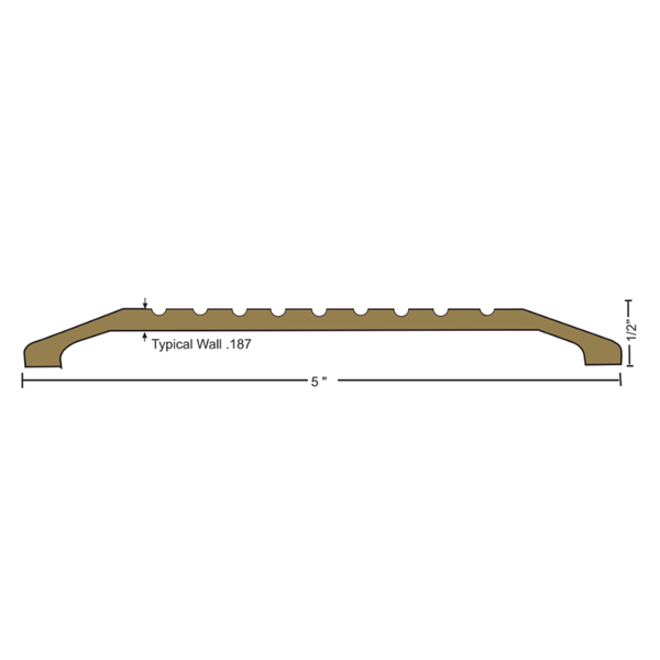 NGP 425BR Saddle Threshold, 5" Width, 1/2" Height, With Fasteners, Fluted Top Architectural Bronze Satin Finish