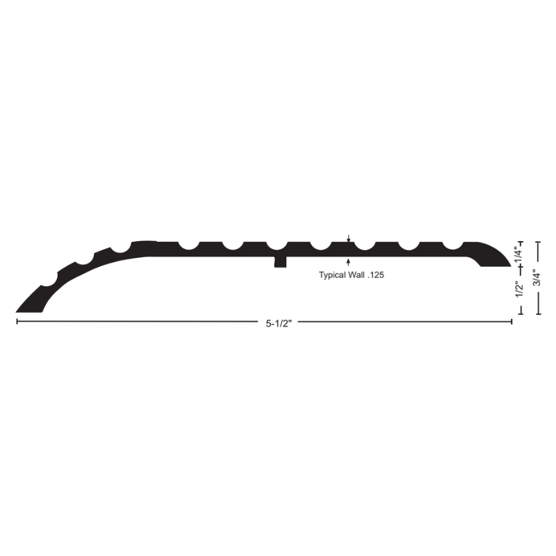 NGP 655 Offset Threshold Saddle, 5 1/2" Width, 3/4" Height, With Fasteners, Fluted Top Mill Finish Aluminum